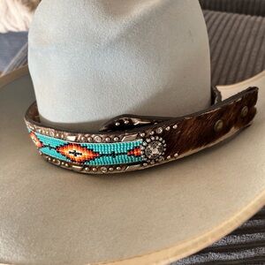 Ariat Turquoise Beaded Cowhide Belt for Women